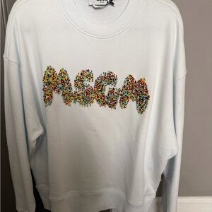 MSGM White Crewneck Sweatshirt